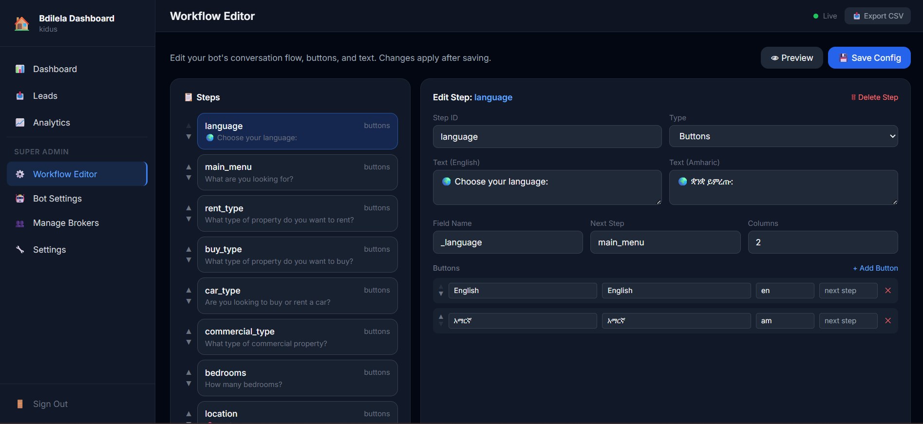 Bdilela Property Finder Bot Dashboard